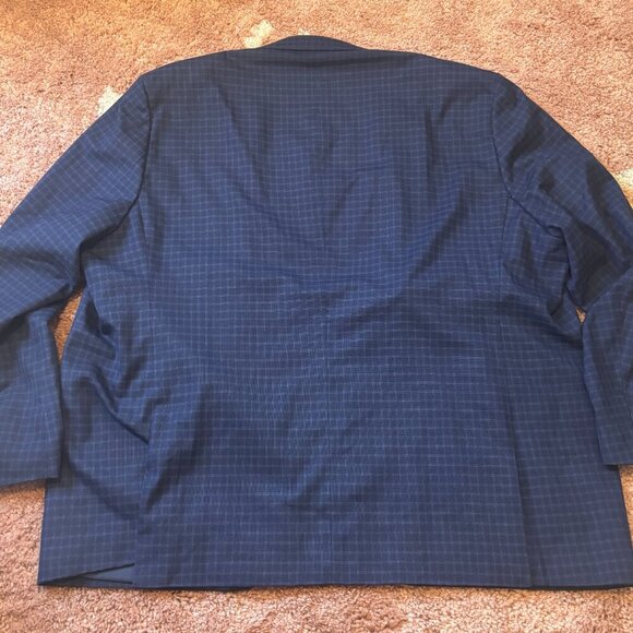 Oak Hill Sport Coat Mens 3XLT 55/56T Navy Blue Check Blazer Suit Jacket - Picture 6 of 7